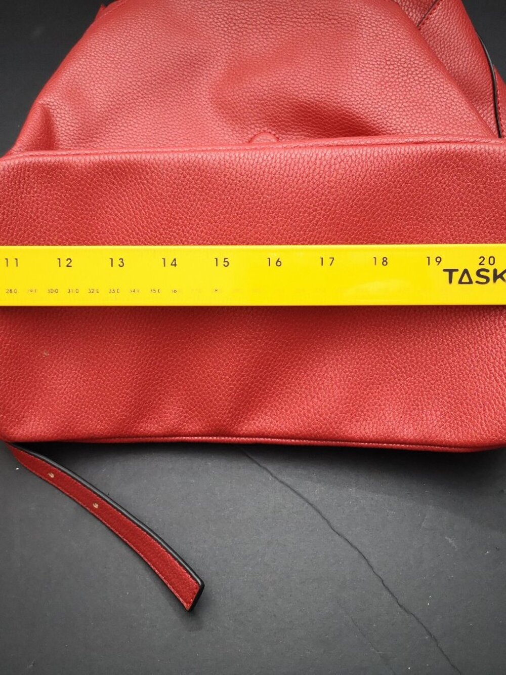 French Connection Red Faux Leather Pebble Finish Magnetic Closure Backpack Lined - Picture 10 of 10